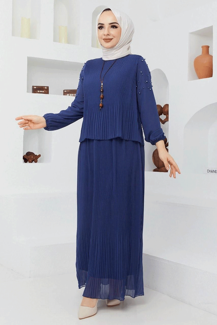 All in One Pleated Long Dress