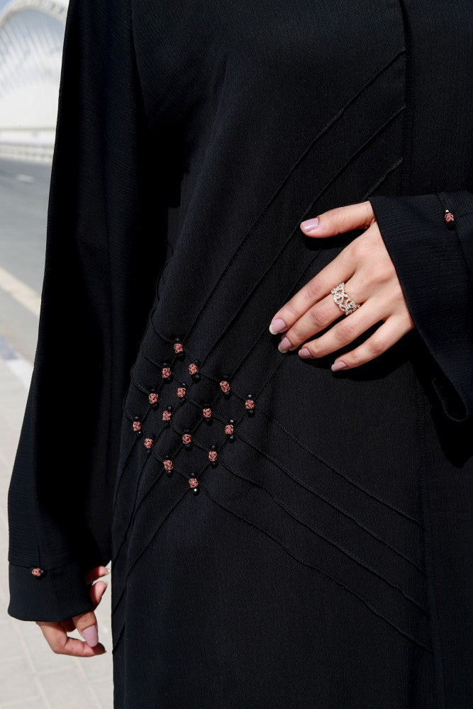 Amna-Black-Abaya, Black Abaya, Black Dress