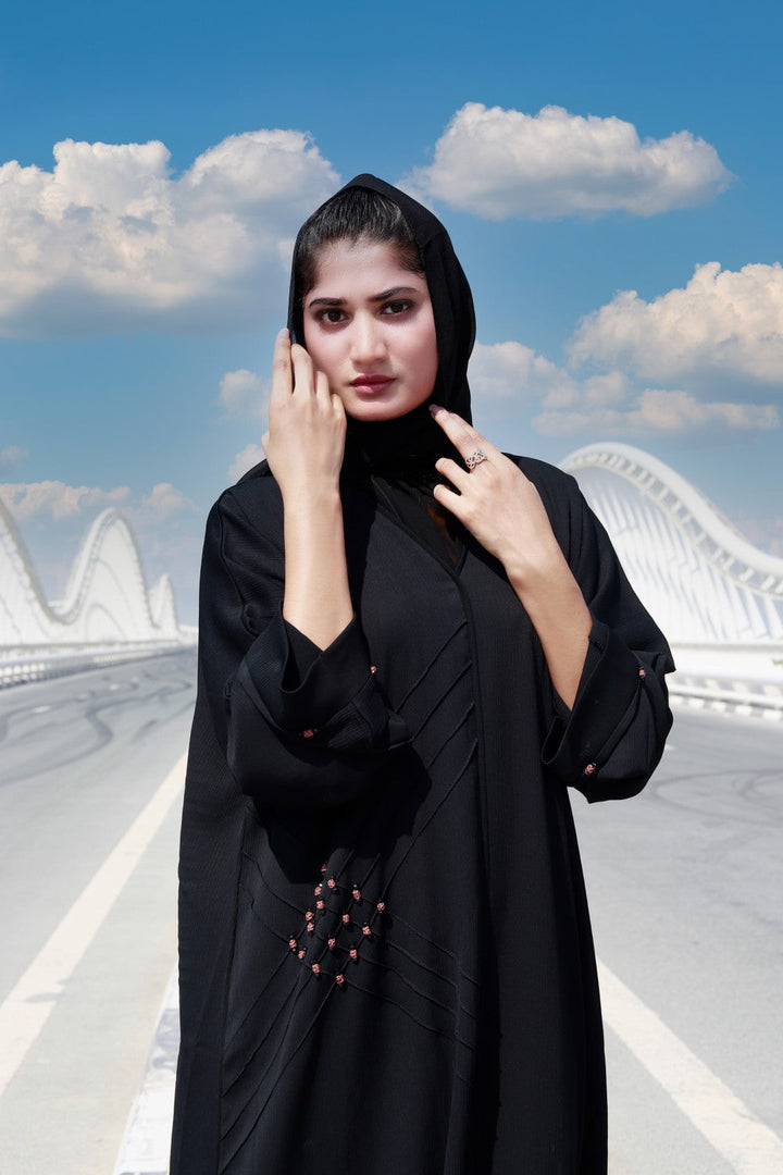 Amna-Black-Abaya, Black Abaya, Black Dress