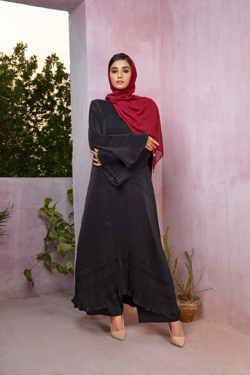 Black Crinkle Abaya