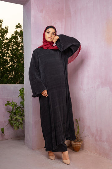 Black Crinkle Abaya
