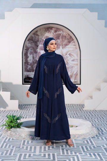 Sapphire Blue 3 Piece Abaya
