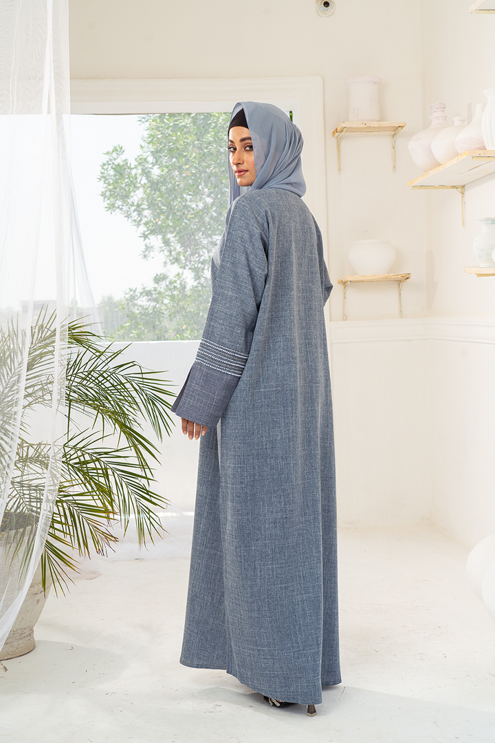 Chérie Grey Abstract Buttoned Abaya