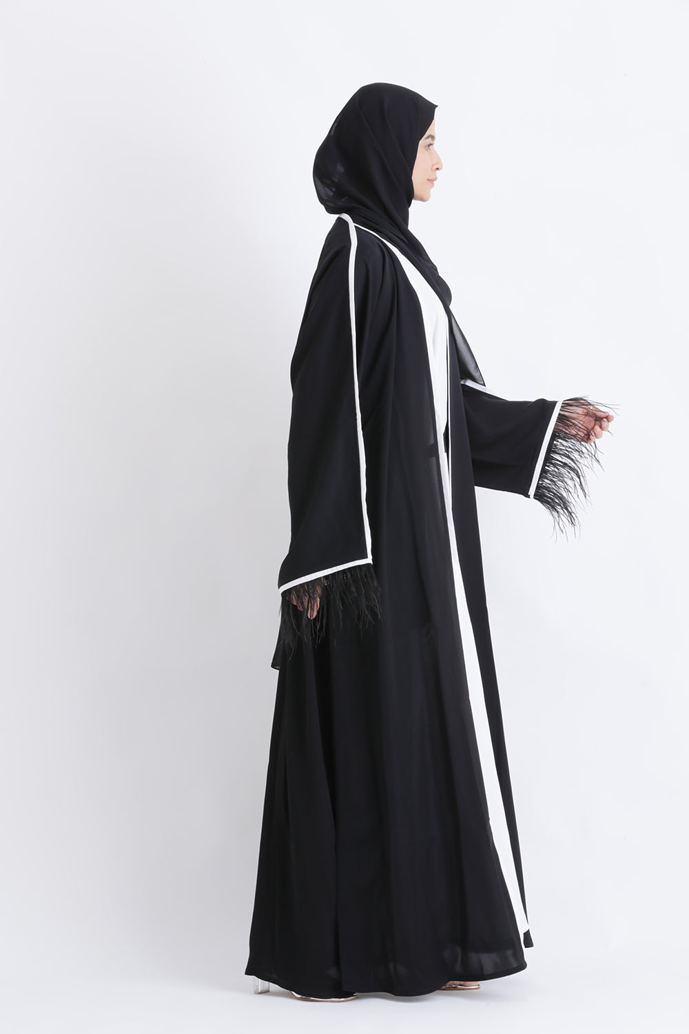 Feather Kimono Deluxe 3 Piece Abaya