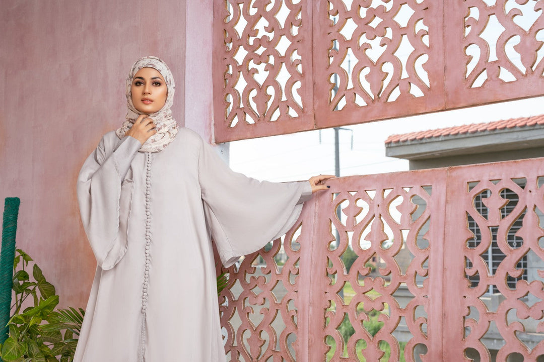 Ivory Buttoned Dress,luxurious satin dress,butterfly sleeves dress,smamz modest formal wear