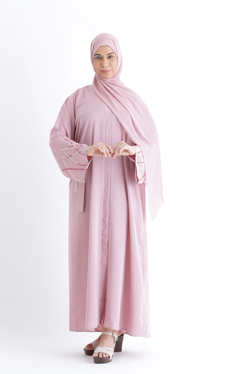Larisa Pink Abaya with Belt