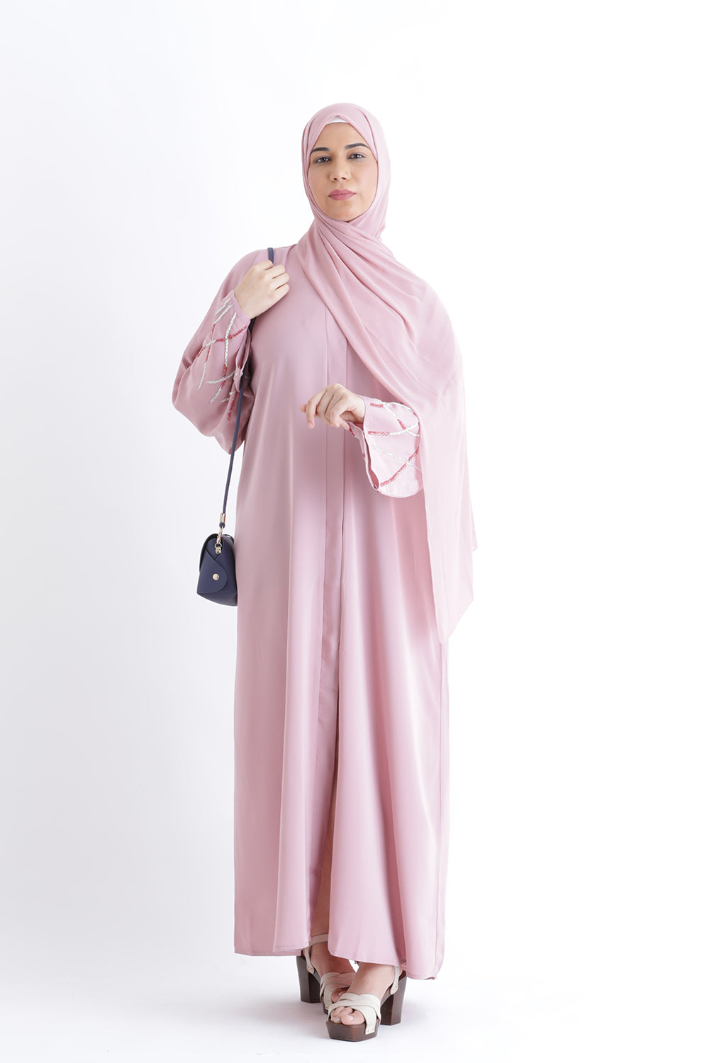 Larisa Pink Abaya with Belt