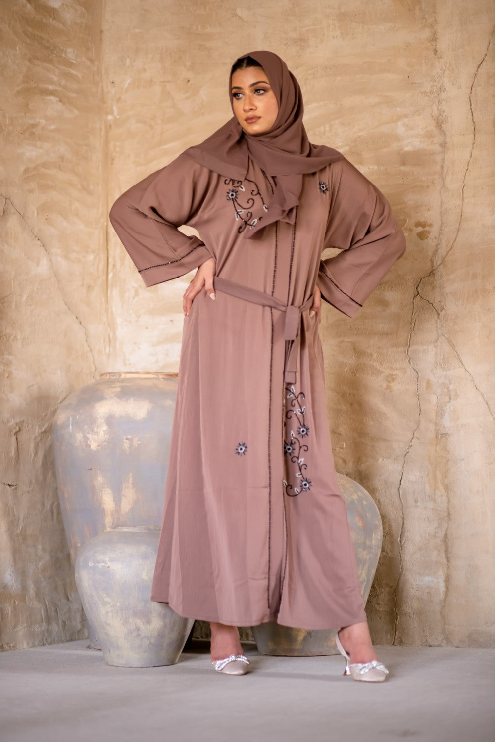 Mocha-Beaded-Abaya,Mocha-Abaya,brown-Abaya,Beaded
