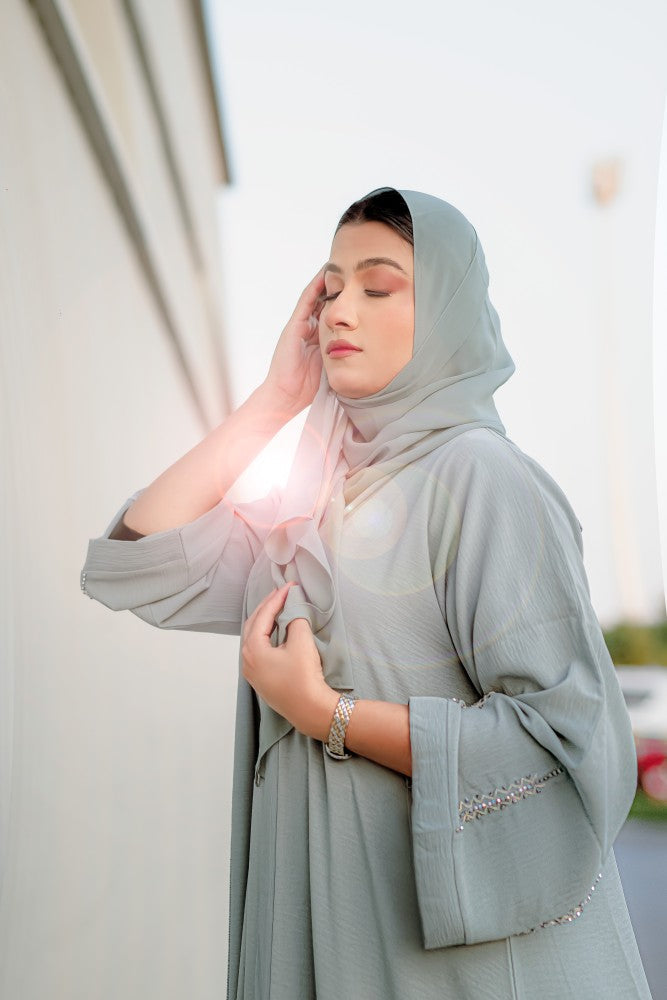 Ocean green 3 piece Abaya, 3 piece Abaya , Abaya,smamz modest wear,smamz open abaya