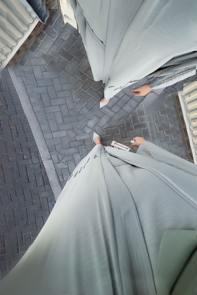 Ocean green 3 piece Abaya, 3 piece Abaya , Abaya,smamz modest wear,smamz open abaya