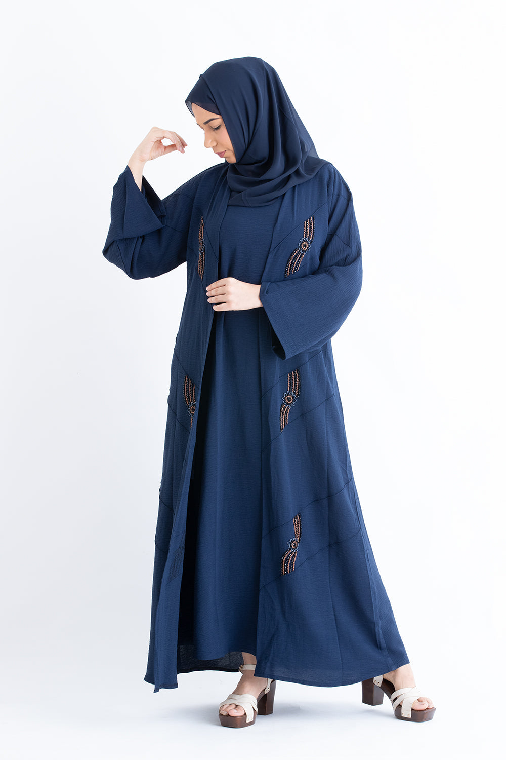Sapphire Blue 3 Piece Abaya