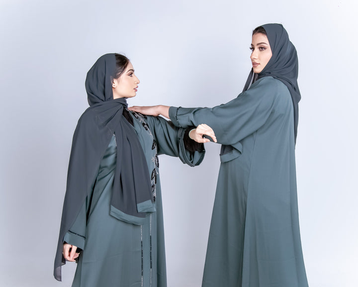 serene abaya,open abaya,green abaya,lush forest abaya,smamz open abaya,modest open abaya