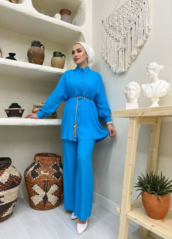 summer shirt and trousers,modest long shirt,trousers set, smamz modest wear
